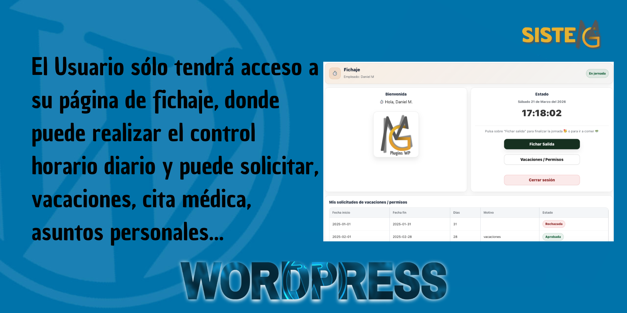 🔍 MG Control Horario - Plugin Plugin Wordpress - Imagen 9