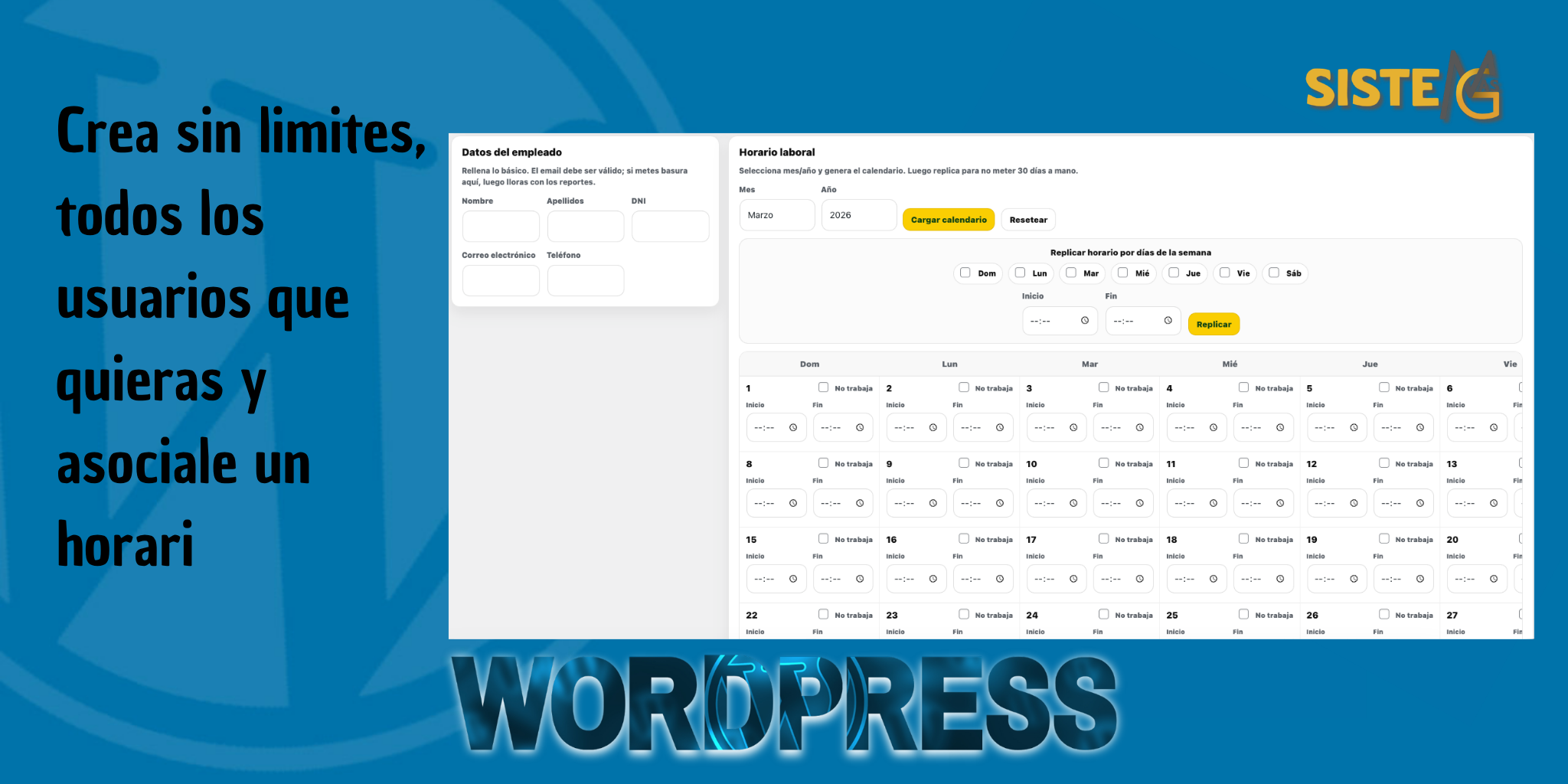 🔍 MG Control Horario - Plugin Plugin Wordpress - Imagen 3