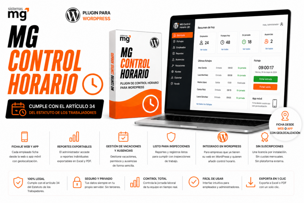 🔍 MG Control Horario - Plugin Wordpress