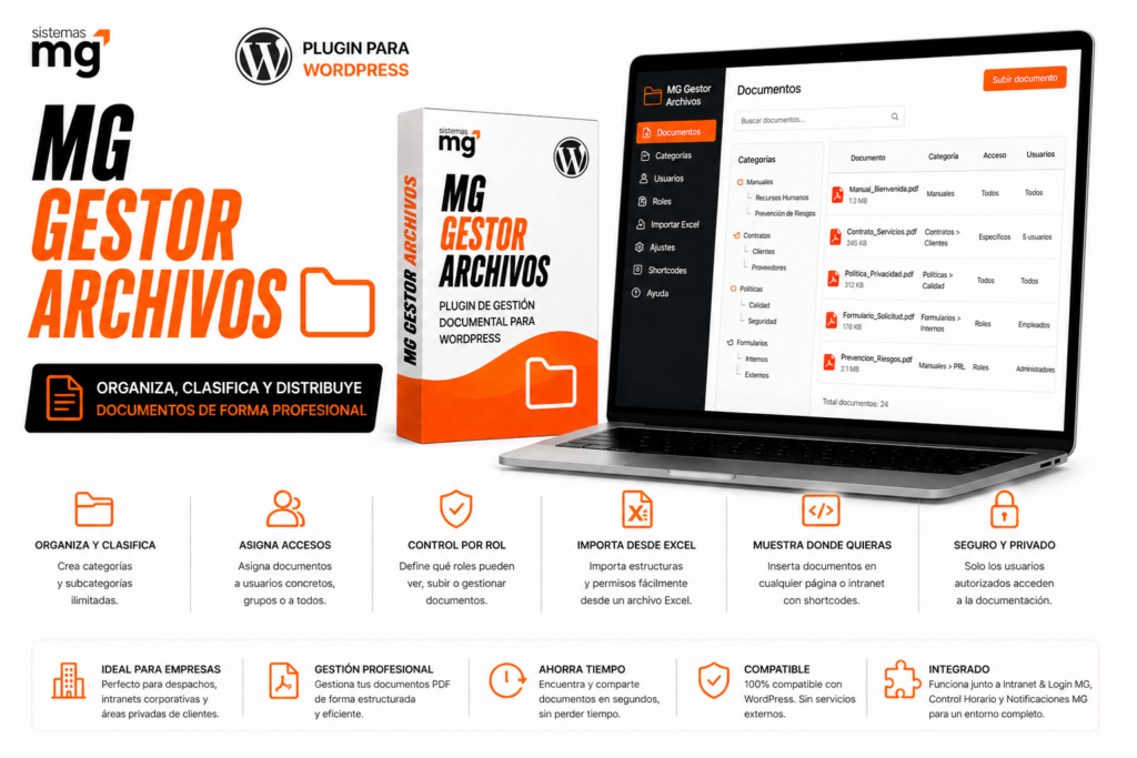 📂 MG Gestor Archivos - Plugin Wordpress