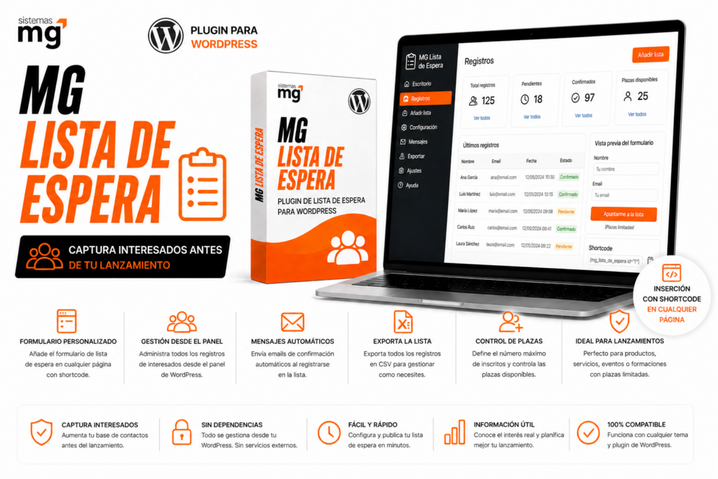 📋 MGListadeEspera - Plugin Wordpress