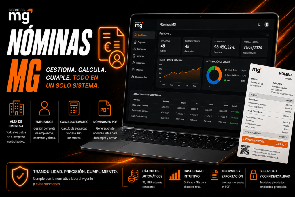💼 MG Nóminas - 360 Sistemas MG - Plataforma Todo en Uno